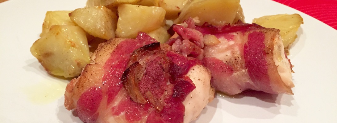 Pollo al bacon con patate al forno